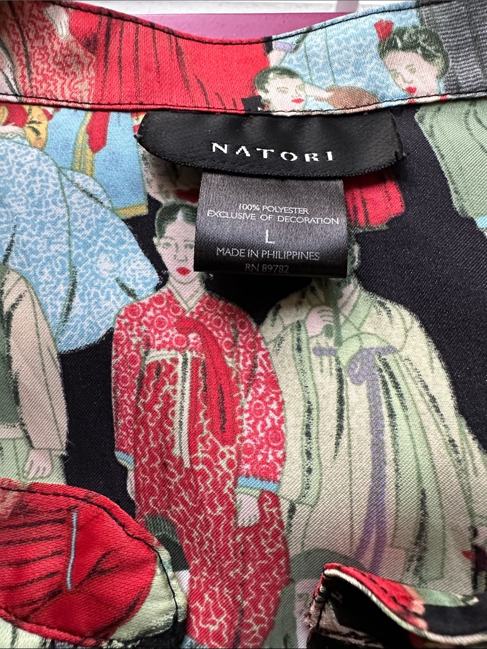 Natori Multi-Color Vintage Fashion Print Caftan (Long Robe) - Picture 7 of 8